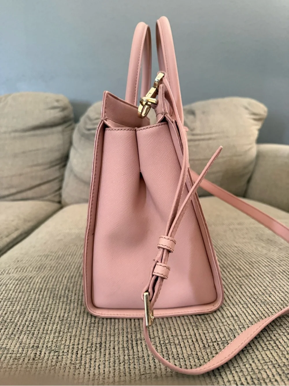 kate spade Blush Pink Perforated Leather Satchel with Crossbody Strap